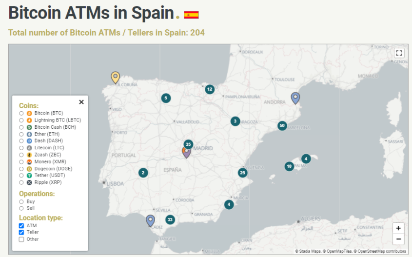 Bitcoin ATMs Spain